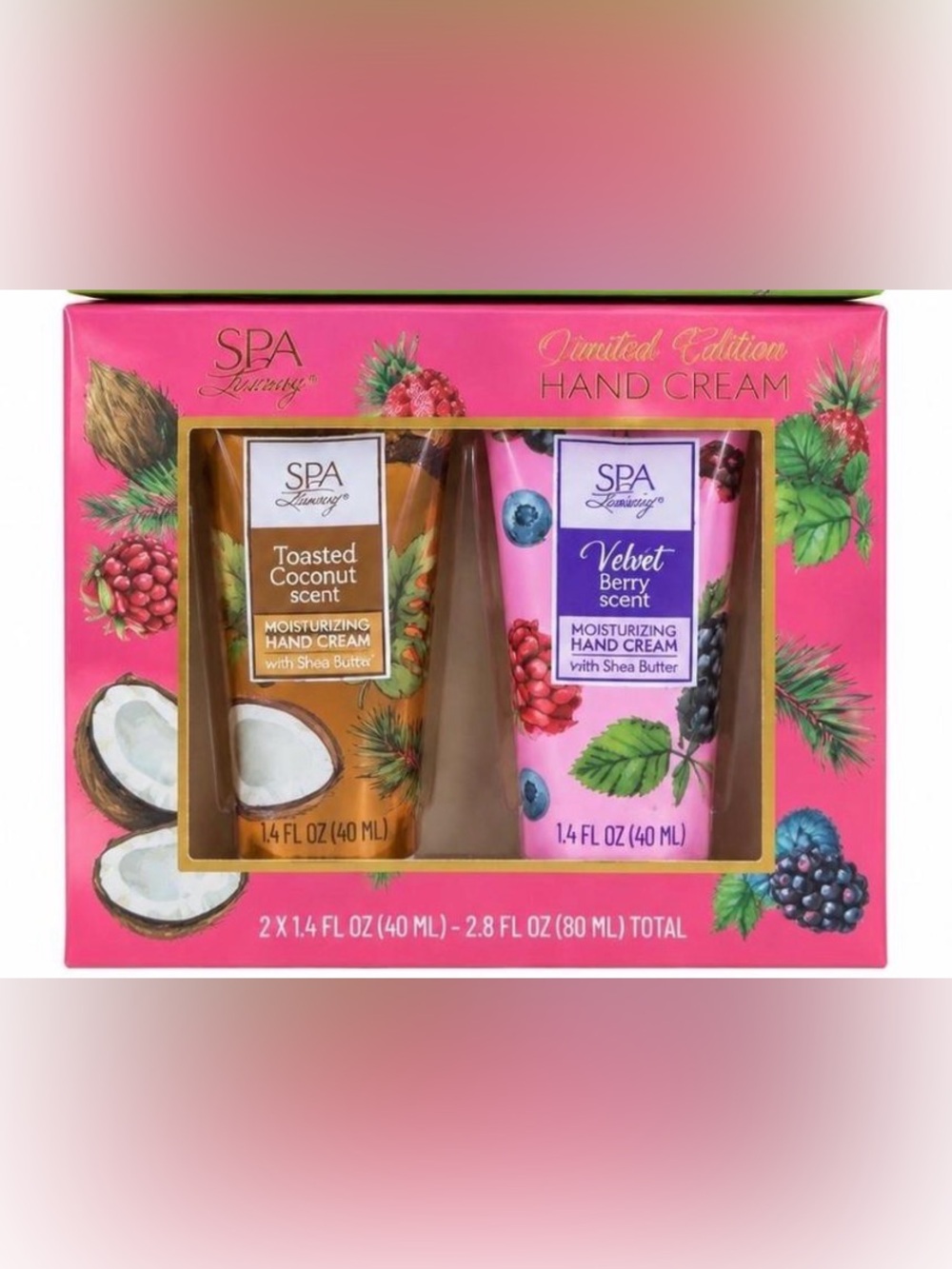 036 SPA Luxury Hand Cream Set -Velvet Berry & Toasted Coconut NWT 2pk